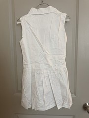 Burberry White Solid Sleeveless Collared Shirt Dress Ruffle Button Cotton M