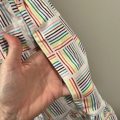 Linen Blend rainbow pride button down tiered ruffle sleeveless dress Medium