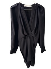 IRO Paris Black Plunging V-Neck Draped Mini Dress Size 40 EUR, Pre-Owned, EUC
