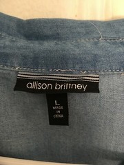 Women’s Allison Brittney Denim Shirt Dress 3/4 Sleeve Roll Cuff Size L