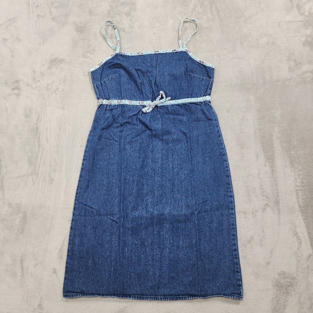 Vintage Old Navy Dress Womens 4 Blue Denim Square Neck Empire Waist Sundress