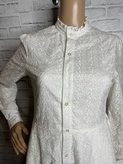 Kiel James Patrick Edgartown white eyelet dress s small mini long sleeve