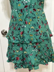 NWT Lottie & Holly B.O.G. Tiered Mini Dress Green Pink Floral S