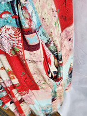 Blue Sky Clothing Co Patchwork Floral Linen Bamboo Button-Down Shirt Dress Boho