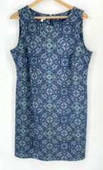 Talbots Womens Plus Size 2X Dress Blue Kaleidoscope Sleeveless Back Zip