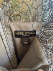 Ignite Evenings Embellished Sequin Silver Grey Midi Dress Size 12 New with tags