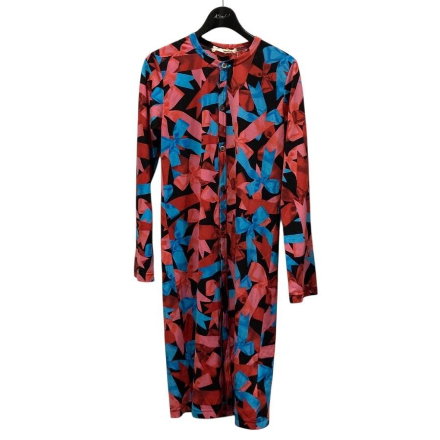 COMME des GARCONS Ribbon Dress Red Blue Abstract Long Sleeve S GL T067
