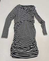 Rebecca Minkoff Lori Ruched Striped Jersey Dress L