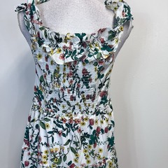 Nautica Jeans Co. Ankle Length Smocked Ruffled Floral Maxi Dress size Medium