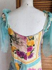 Spanish Designer Multicoloured Patchwork Floral Appliqué Dress M