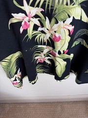 Tommy Bahama M Black Tropical Floral Shift Dress Sleeveless Knee Zip Stretch