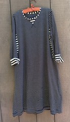 Gudrun Sjoden Organic Cotton T-Shirt Midi Dress Stripes Black Cream Women’s L