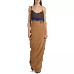 Genuine Prada Silk Runway Maxi Long Colourblock Dress Size 42