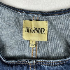 Lily & Parker Dress Womens Small Blue Denim Overall Pinafore Scoop Neck Pockets