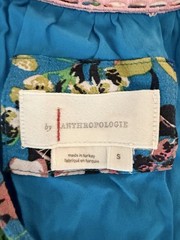 Anthropologie Robin Tiered Mini Dress Blue Green Floral S