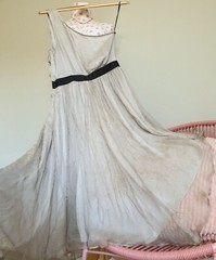 Silk Ruffled one shoulder Chiffon Flare Dress Fate Ojay Sz S Fog Black
