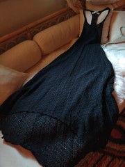 FREE PEOPLE 90&rsquo;s Black Cotton Crochet Long Slip Dress Coachella Small $80