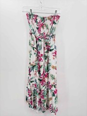 Pre-Owned La Blanca Pink Size Small Floral Midi Strapless Dress