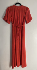 Seraphine puff sleeve button up red maternity midi dress size 6 NWT Soft