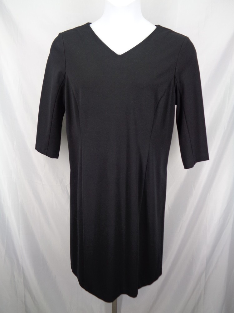 So Slimming Chicos Black Knit Dress Size 2P (12 Large Petite) New