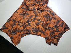 Future Collective Kahlana Barfield Brown Womens Dress Sateen Floral Orange Sz M