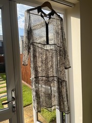 ICHI Oversized Sheer Animal Print Overlay Midi Dress UK 8 / EU 36