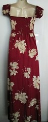 Pretty Burgundy* Cream Floral Off Shoulder Elastic Waist High Low Maxi M
