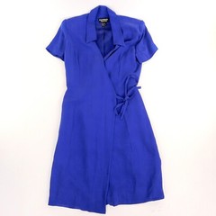 Womans Wrap Dress 8 Patrick Collection Purple Silk Lined Shoulder Pads