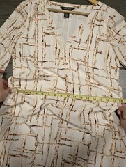 WHITE HOUSE BLACK MARKET Geometric V-Neck Blouson Balloon Sleeve Dress 0