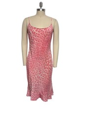 Vtg Moschino Cheap & Chic Pink Leopard Print Silk Slip Dress IT 44