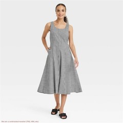Women&rsquo;s Corset Midi A-Line Dress – A New Day Black Gingham 6 *SEE DEAL!!!*