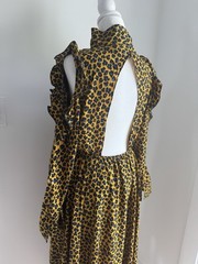 Akira Forever Lusting Yellow Leopard Maxi Dress Tie Neck Women’s Small NEW