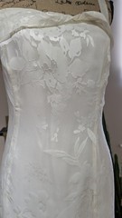 Whimsi 90s Y2K Ivory Silk Blended Devore Floral Midi Dress UK 14/16 (US 12)