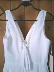 NEW Beautiful Chiffon High-Low Empire Silhouette Lace-up Dress Womens Sz6 White