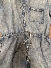 Anthropologie Cloth & Stone Acid Wash Denim Shirt Dress Cinch Waist Size M