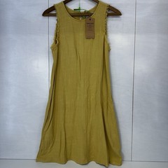 Thread&Supply Dress Mustard Yellow Linen Blend Boho Midi Sleeveless NWT M READ