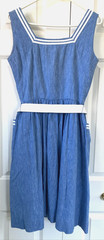 Classic VTG 50S STRAWSTACK Blue Cotton SHIRTWAIST DRESS