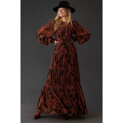 NWT❤️FARM RIO SHEER PRINTED TIERED MAXI DRESS szS