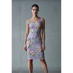 Tommy Bahama Womens 10 Sheath Dress Silk Tropical Floral Lavender Purple Knee