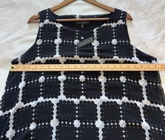 Max Studio 1X Black White Geometric Dress Sleeveless Shift Tunic Flowy $128