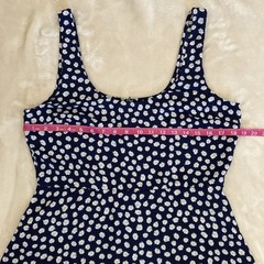 Womens XL Sundress Blue White Floral Sleeveless Empire Waist Lightweight Row A
