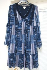 Women&rsquo;s Boho Tiered Flouncy Hippie Festival Retro Dress Tassels Style& Co -Small