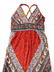 Nostalgia Rayon Red Orange Green Paisley Floral Long Maxi Slip Tank Dress XL