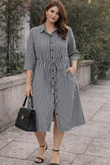 🖤🤍 Mile Gabrielle Striped Shirt Dress | Size Medium | Very Good Condition