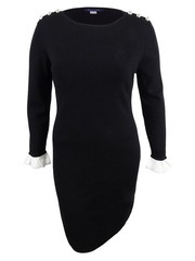 Tommy Hilfiger Women&rsquo;s Embellished Sweater Dress (L, Black)