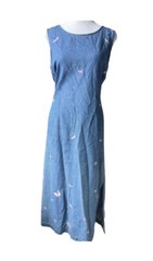 Women’s PS Jane Ashley Long Sleeveless Denim Dress With Butterfly Embroidery