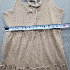 Old Navy Women&rsquo;s Size Small Beige Sleeveless Tiered Dress Lace Tie at Neckline