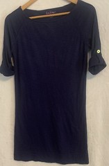 Lilly Pulitzer T-shirt Dress Navy Blue 3/4 Sleeve With Golden Buttons Sz XS
