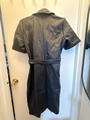 NWT Vero Moda Faux Leather Black Belted Dress Size M