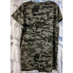 Mud Pie Camo Print V-Neck T-Shirt Dress Green Camouflage Short Sleeve Mini Large